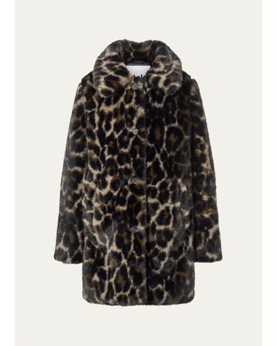 Molo Kids' Girl's Hera Leopard Faux Fur Jacket In Brushed Leopard