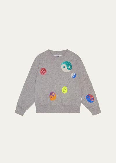 Molo Kids' Marge Sequin-embellished Sweatshirt In Grey Melange