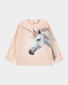 Molo Girl's Mountoo Unicorn-print Cotton Sweatshirt In Orange