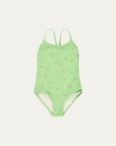 Molo Kids' Girl's Nanna One-piece Swimsuit In Gray