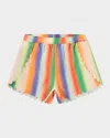 Molo Girl's Neva Rainbow Scalloped Shorts In Rainbow Light