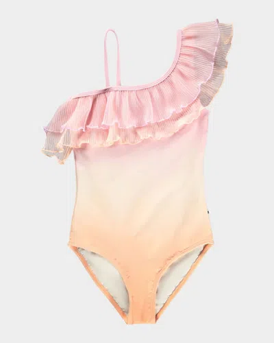 MOLO GIRL'S NILLA ASYMMETRIC-RUFFLE ONE-PIECE SWIMSUIT