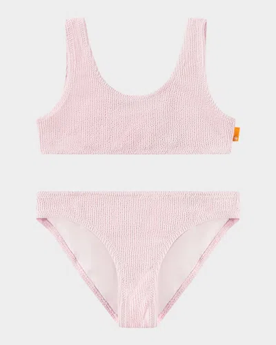 Molo Kids' Girl's Nola Two-piece Swimsuit In Pink Glace