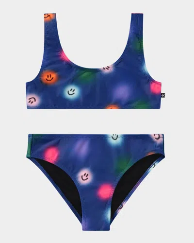 Molo Kids' Girl's Nola Two-piece Swimsuit In Blue