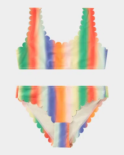 Molo Kids' Girl's Nolina Two-piece Swimsuit In Rainbow Light
