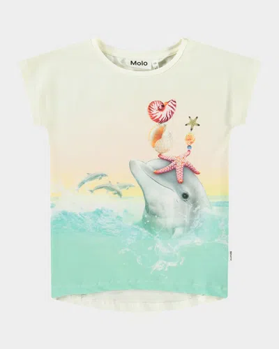 Molo Kids' Multicolor T-shirt For Girl With Dolphin