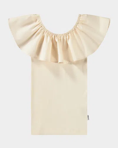 Molo Kids' Girl's Reca Ruffle Tank Top In Brazilian Sand