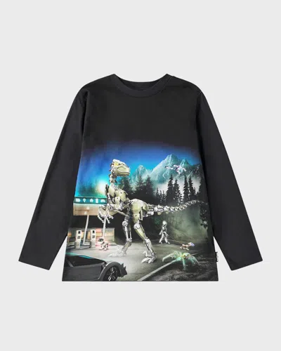 Molo Kids' Girl's Reif Robotics Graphic T-shirt In Virtual Setting