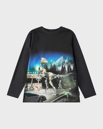 Molo Kids' Girl's Reif Robotics Graphic T-shirt In Virtual Setting