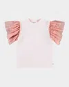 Molo Girl's Robyn Flutter-sleeve T-shirt In Charlotte Pink