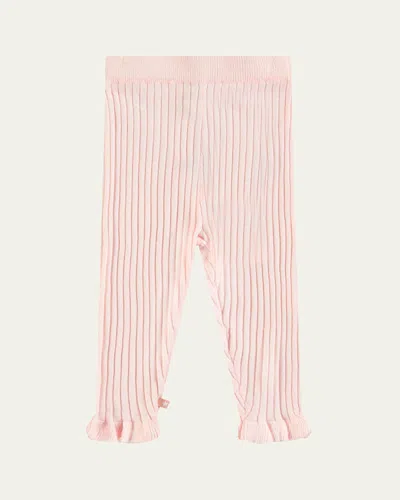 Molo Kids' Girl's Sanne Ribbed Pants In Charlotte Pink