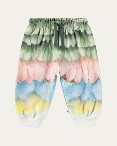 Molo Kids' Girl's Simeon Floral-print Sweatpants In Petal Rainbow