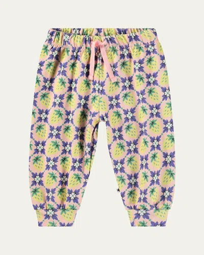 Molo Kids' Girl's Simeon Floral-print Sweatpants In Vintage Berries
