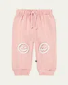 Molo Girl's Simeon Smiling Face Cotton Jogger Pants In Pink
