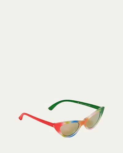 Molo Kids' Girl's Sola Plastic Cat-eye Sunglasses In Rainbow Light