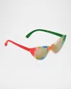 Molo Girl's Sola Plastic Cat-eye Sunglasses In Rainbow Light