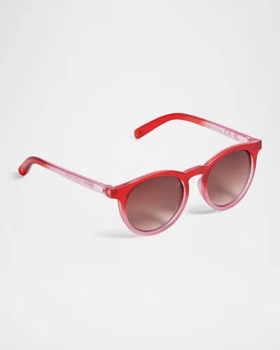 Molo Kids' Girl's Sun Shine Two-tone Round Sunglasses In Strawberry Hot