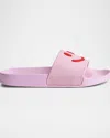 Molo Pink Slippers For Girl With Smiley In Pink Glace