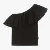 MOLO GIRLS BLACK COTTON ONE-SHOULDER TOP