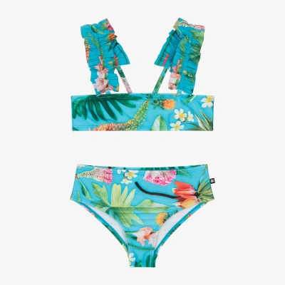 Molo Babies' Girls Blue Floral Bikini (upf50+)