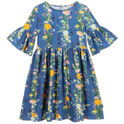 Molo Babies' Girls Blue Organic Cotton Dress