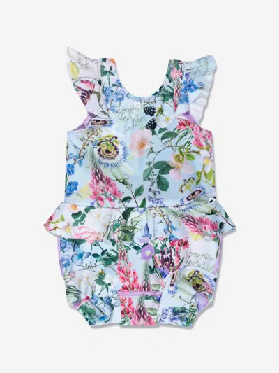 Molo Babies' Girls Floral Print Nandini Swimsuit In Multicoloured