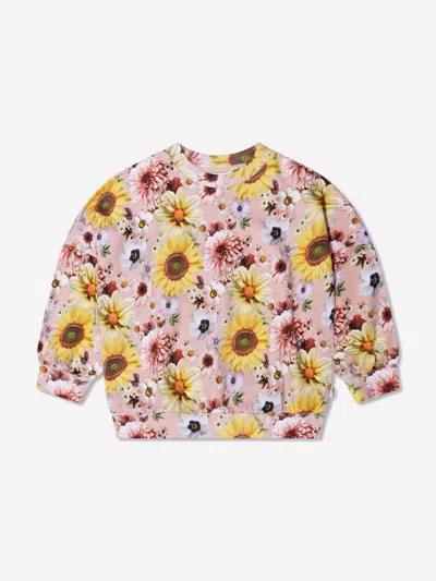 Molo Kids' Girls Floral Sweatshirt In Pink