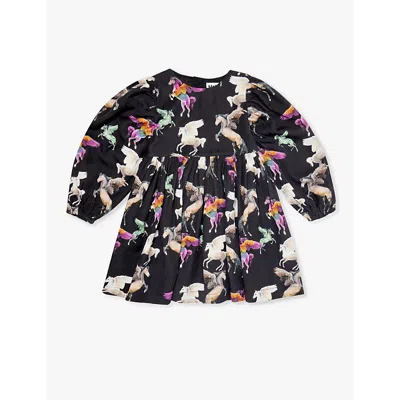Molo Girls Flying Pegasus Kids Cocos Graphic-print Woven Dress 3-12 Years 9-10
