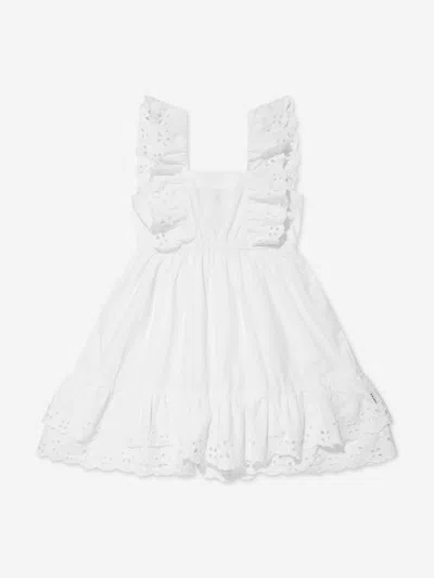 Molo Babies'  Girls Frill Shoulder Pinafore Dress In White