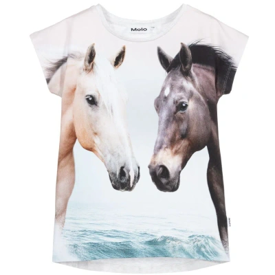 Molo Babies' Girls Grey Horse Print T-shirt