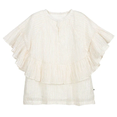 Molo Kids' Girls Ivory Cotton Blouse In White