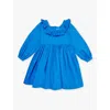 Molo Girls Lapis Blue Kids Cillie Ruffled-trim Organic-cotton Poplin Dress 3-12 Years 7-8 In Lapis Blue