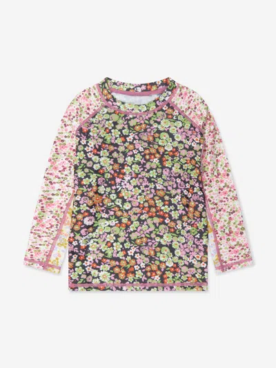 Molo Kids' Girls Long Sleeve Neptune Swim Top In Multicoloured