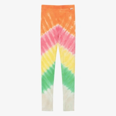 Molo Kids' Girls Orange Viscose Tie-dye Leggings In Pink