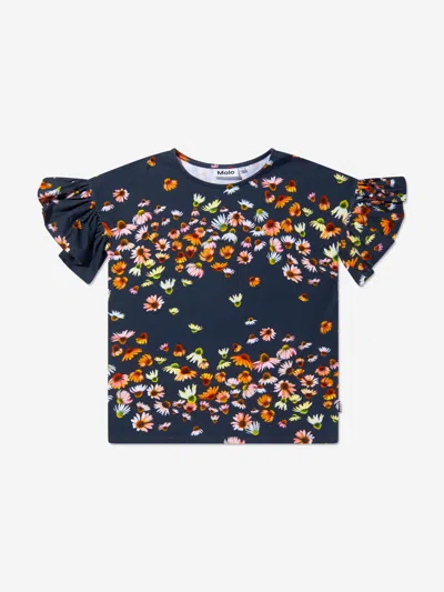 Molo Babies' Girls Organic Cotton Echinacea Print T-shirt 4 Yrs Black