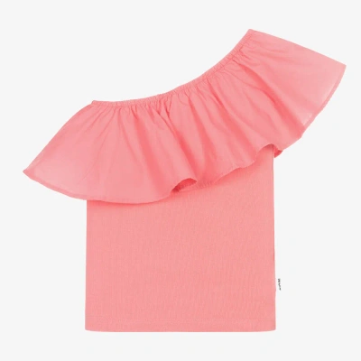 Molo Kids' Girls Pink Cotton One-shoulder Top