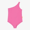 MOLO GIRLS PINK ONE-SHOULDER SWIMSUIT (UPF50+)