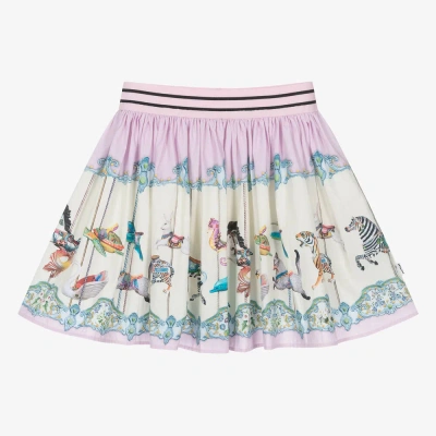 Molo Kids' Girls Pink Organic Cotton Carousel Print Skirt