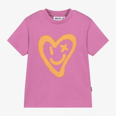 Molo Kids' Girls Purple Organic Cotton T-shirt