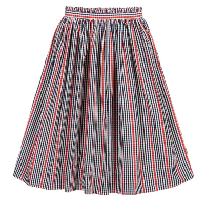 Molo Girls Teen Blue & Red Checked Skirt In Multi