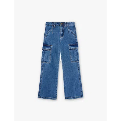 Molo Girls Washed Vintage Kids Addy Flared-leg Cargo-pocket Organic-denim Jeans 4-12 Years 10
