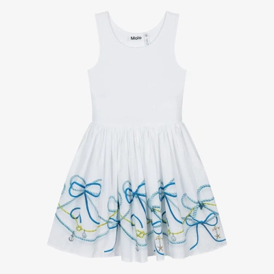 Molo Kids' Girls White Cotton Nautical Dress