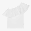 Molo Kids' Girls White Cotton One-shoulder Top