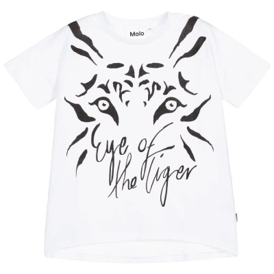 Molo Babies' Girls White Tiger Cotton T-shirt