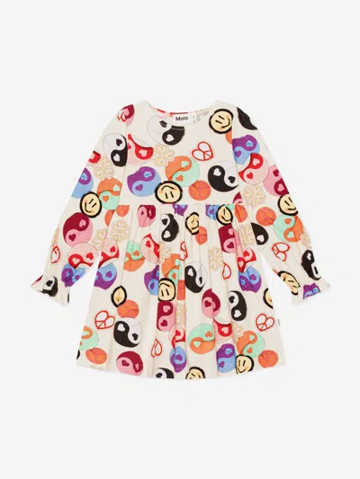 Molo Babies'  Girls Yin Yang Long Sleeve Dress In Multicoloured