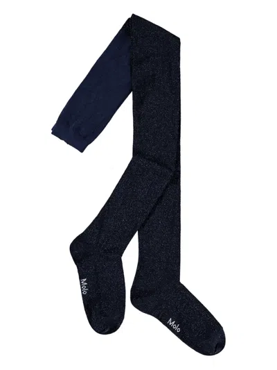 Molo Kids' Glitter Tights In Blue