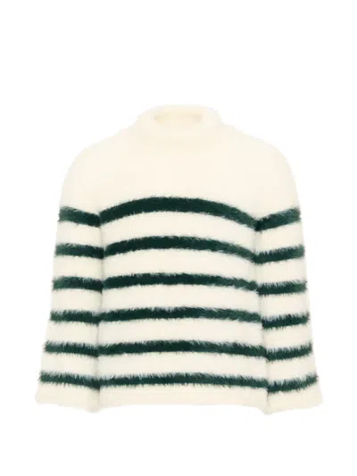 Molo Kids' Govina Striped Roll-neck Sweater In Green
