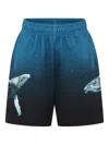 Molo Light Blue Shorts For Boy With Whale In Blue