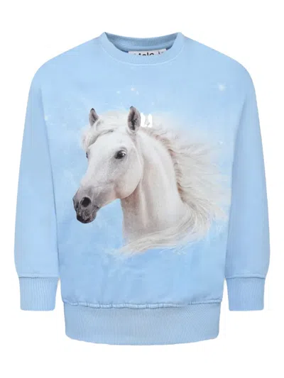 Molo Kids' Graphic-print Sweatshirt In Light Blue