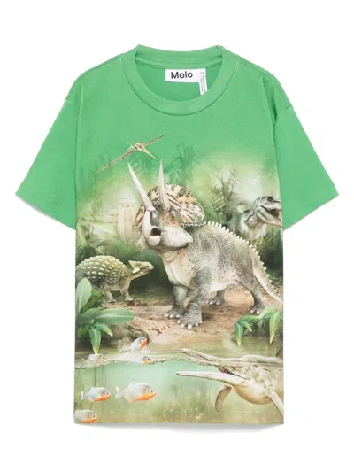 Molo Kids' Graphic-print T-shirt In Green